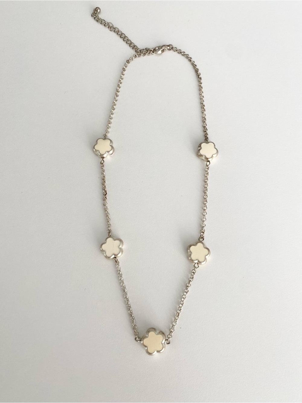 Silver-Tone Flower Charm Chain Necklace